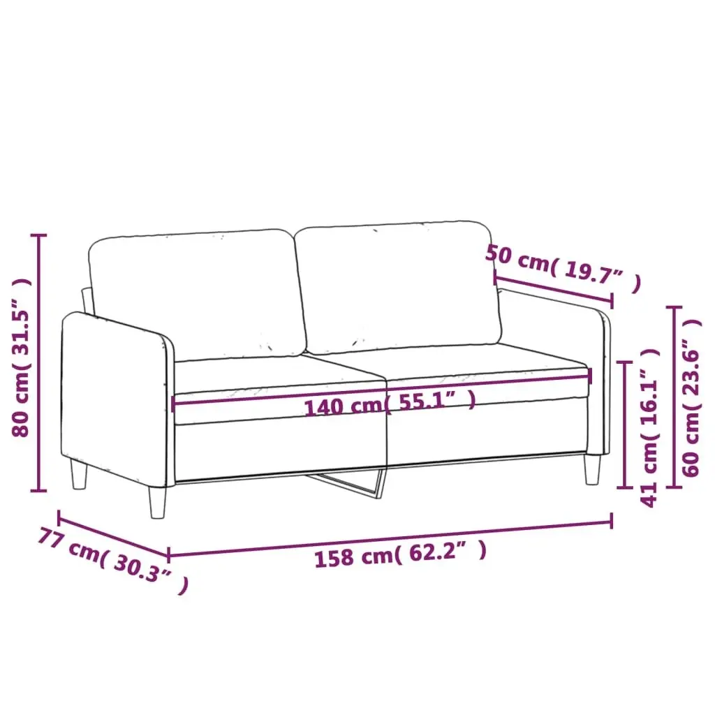 2-Seater Sofa Light Grey 140 cm Velvet 359442