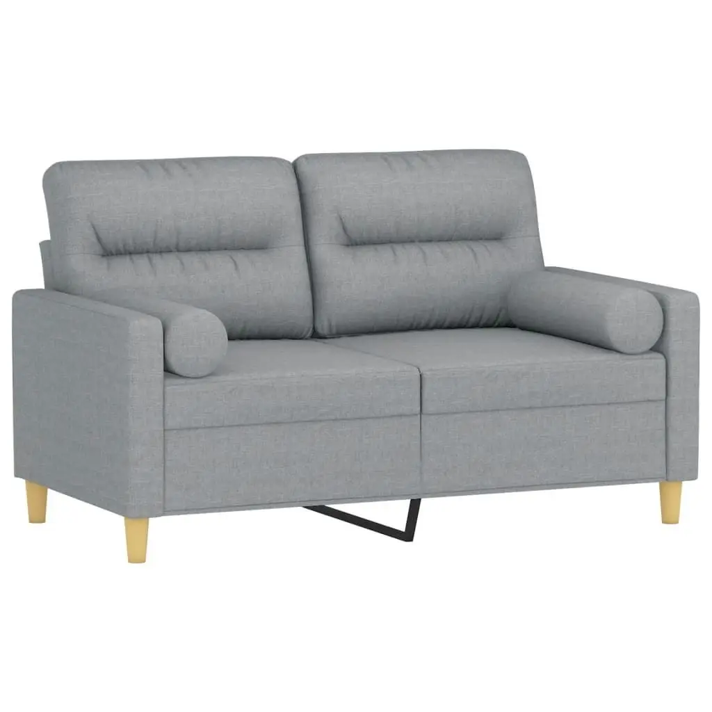 2-Seater Sofa with Throw Pillows Light Grey 120 cm Fabric 3200813