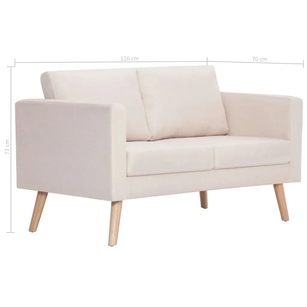 2-Seater Sofa Fabric Cream 281351