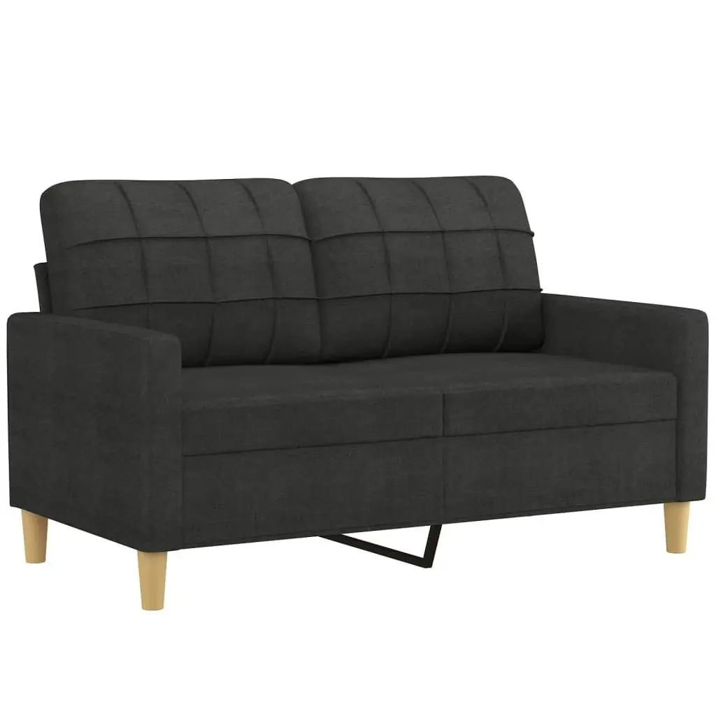 2-Seater Sofa with Throw Pillows Black 120 cm Fabric 3200778