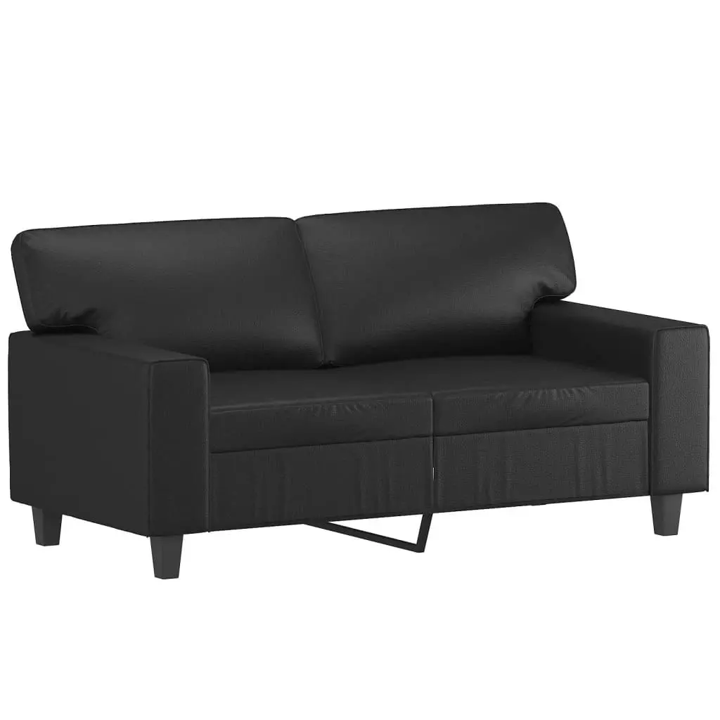 2-Seater Sofa with Throw Pillows Black 120 cm Faux Leather 3200861