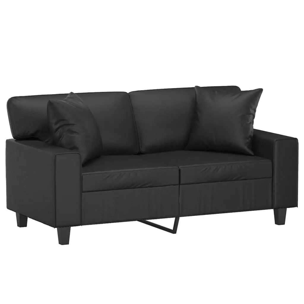 2-Seater Sofa with Throw Pillows Black 120 cm Faux Leather 3200861