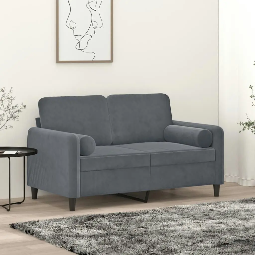 2-Seater Sofa with Throw Pillows Dark Grey 120 cm Velvet 3200872