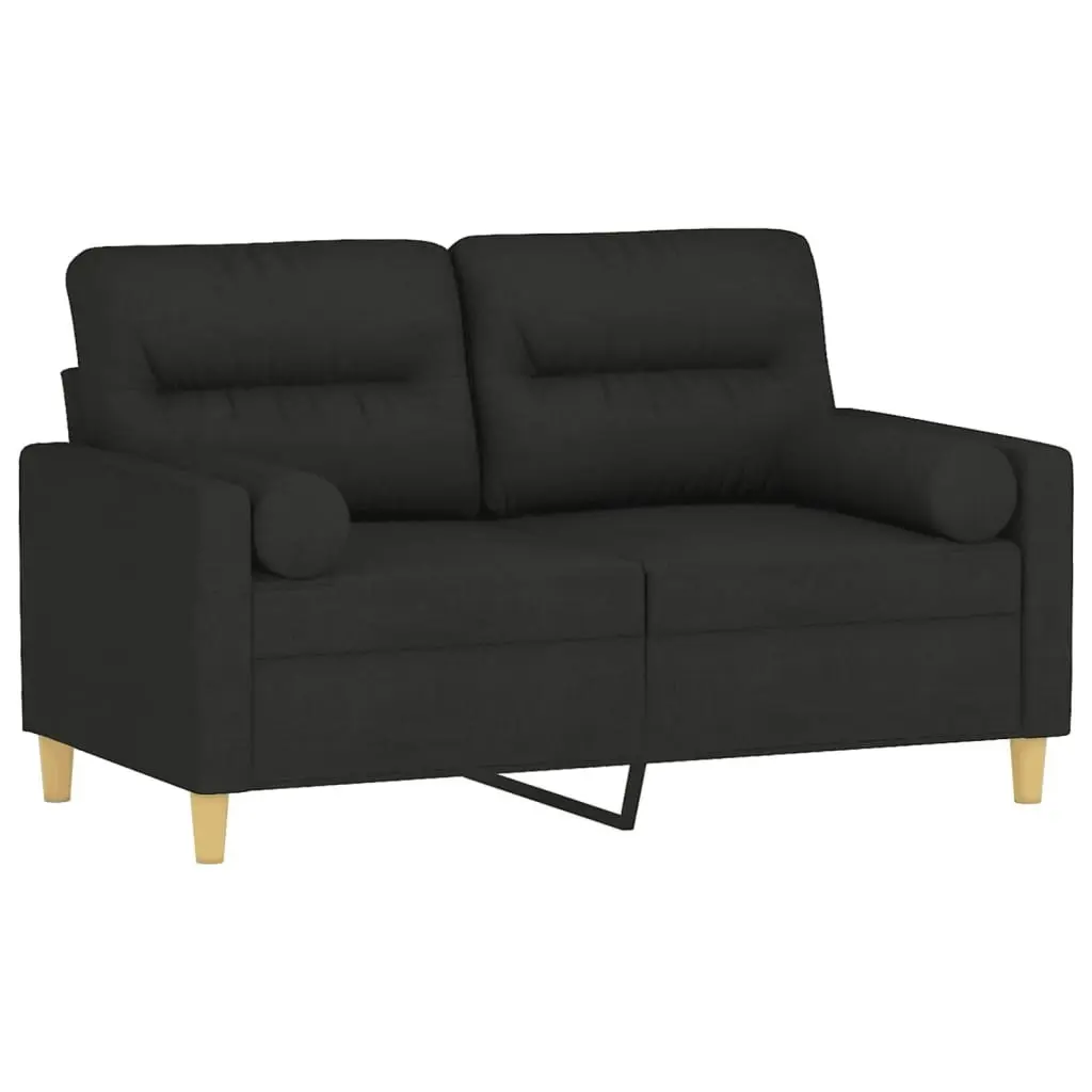 2-Seater Sofa with Throw Pillows Black 120 cm Fabric 3200817