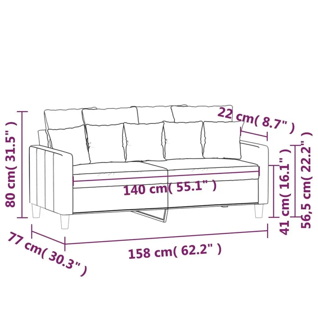 2-Seater Sofa Light Grey 140 cm Velvet 359303