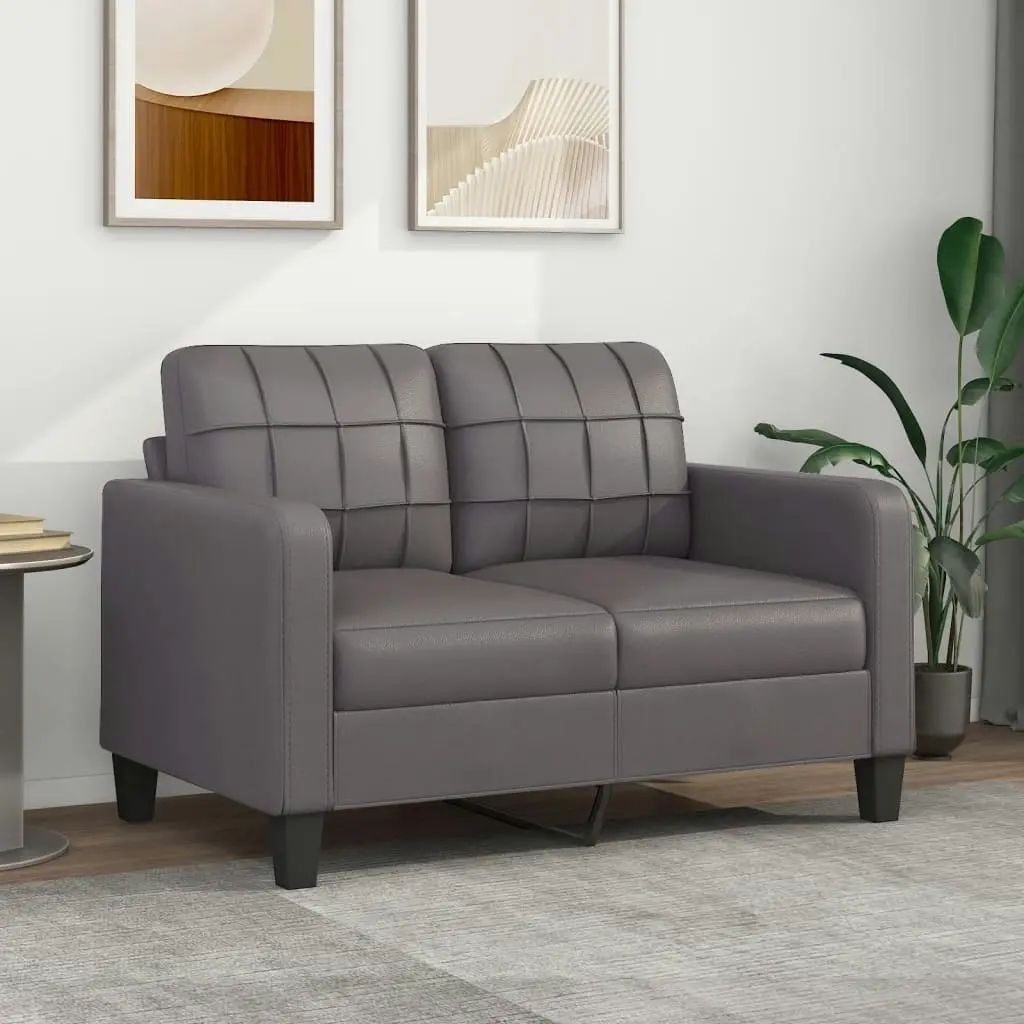 2-Seater Sofa Grey 120 cm Faux Leather 359114