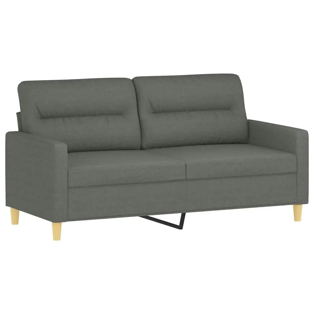 2-Seater Sofa with Throw Pillows Dark Grey 140 cm Fabric 3200822