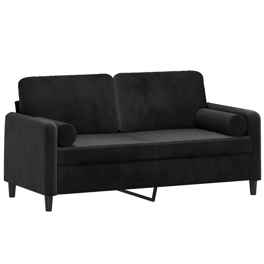 2-Seater Sofa with Throw Pillows Black 140 cm Velvet 3200886