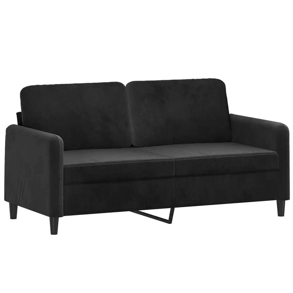 2-Seater Sofa with Throw Pillows Black 140 cm Velvet 3200886