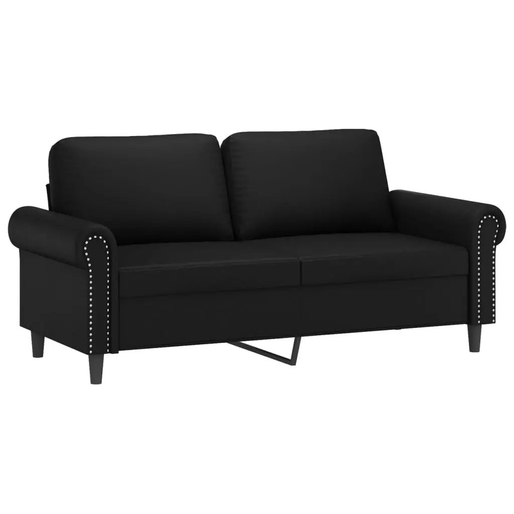 2-Seater Sofa with Throw Pillows Black 140 cm Faux Leather 3200930