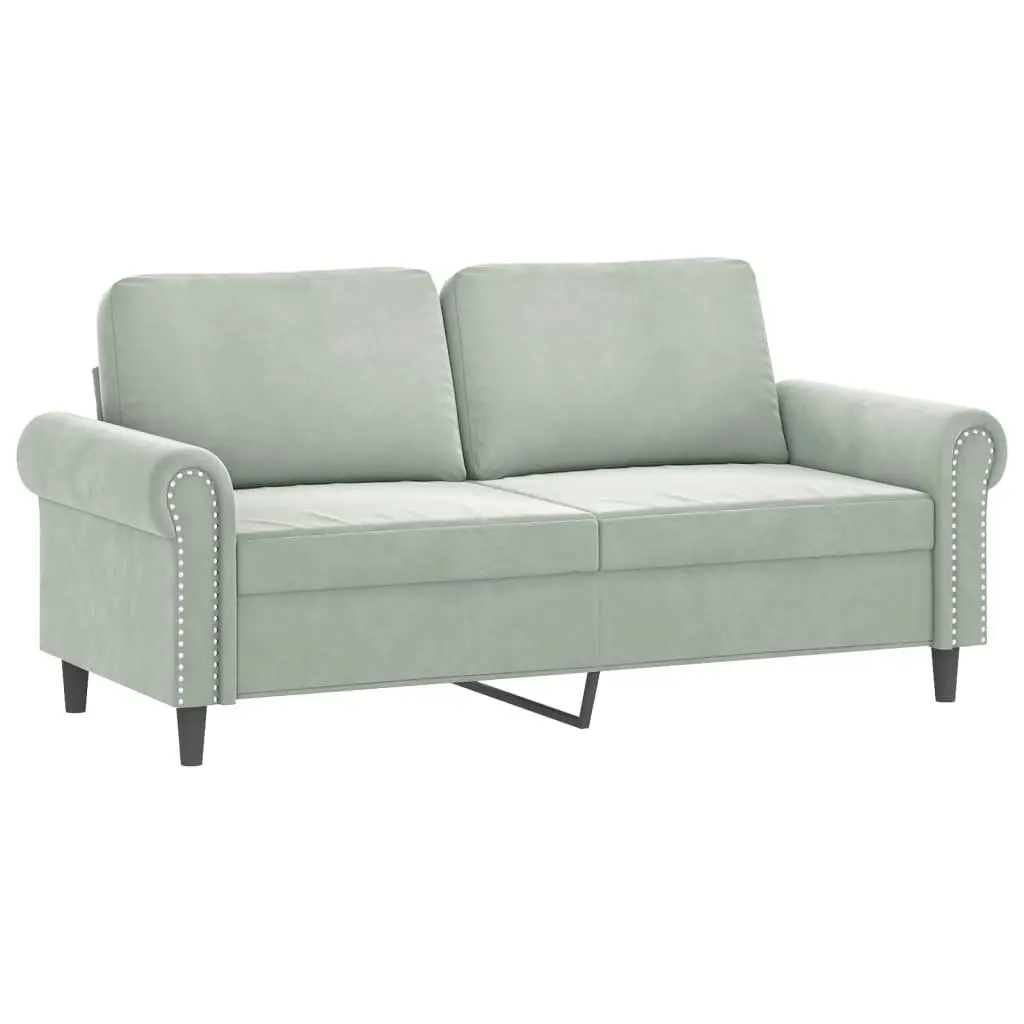 2-Seater Sofa with Throw Pillows Light Grey 140 cm Velvet 3200945