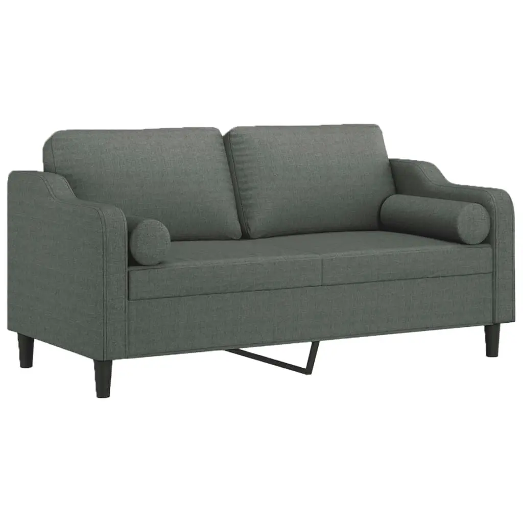 2-Seater Sofa with Throw Pillows Dark Grey 140 cm Fabric 3200846