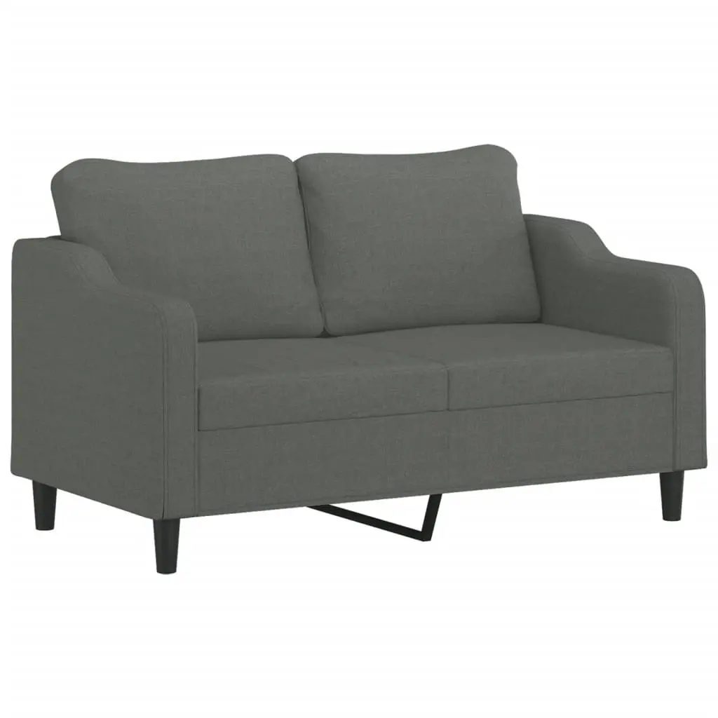 2-Seater Sofa with Throw Pillows Dark Grey 140 cm Fabric 3200846