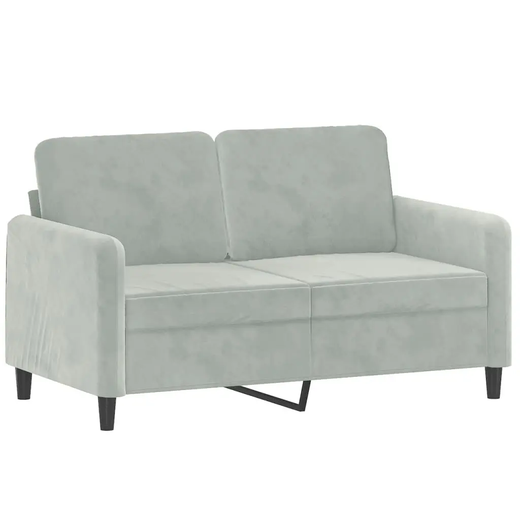 2-Seater Sofa with Throw Pillows Light Grey 120 cm Velvet 3200871