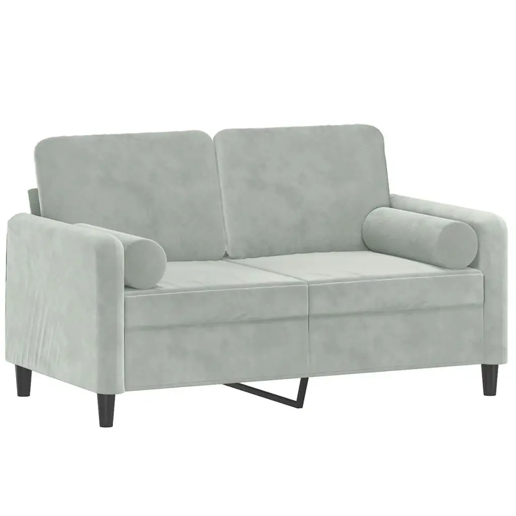 2-Seater Sofa with Throw Pillows Light Grey 120 cm Velvet 3200871