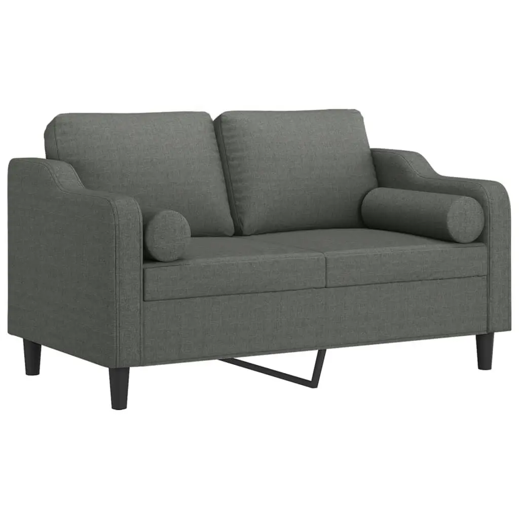 2-Seater Sofa with Throw Pillows Dark Grey 120 cm Fabric 3200838