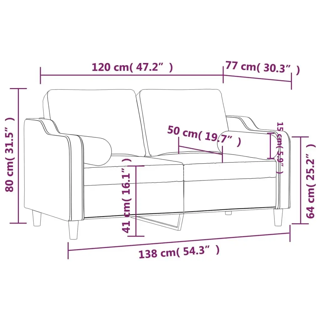 2-Seater Sofa with Throw Pillows Dark Grey 120 cm Fabric 3200838