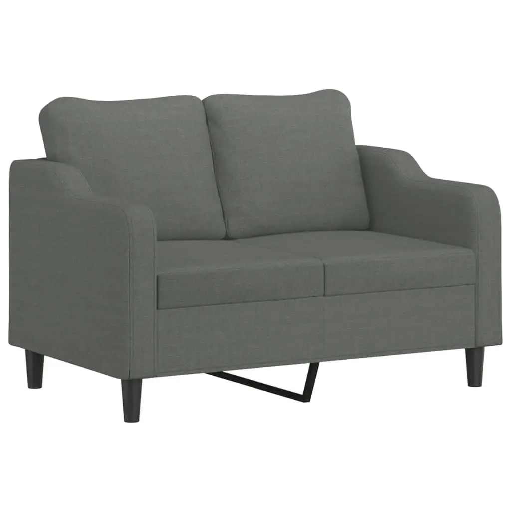 2-Seater Sofa with Throw Pillows Dark Grey 120 cm Fabric 3200838