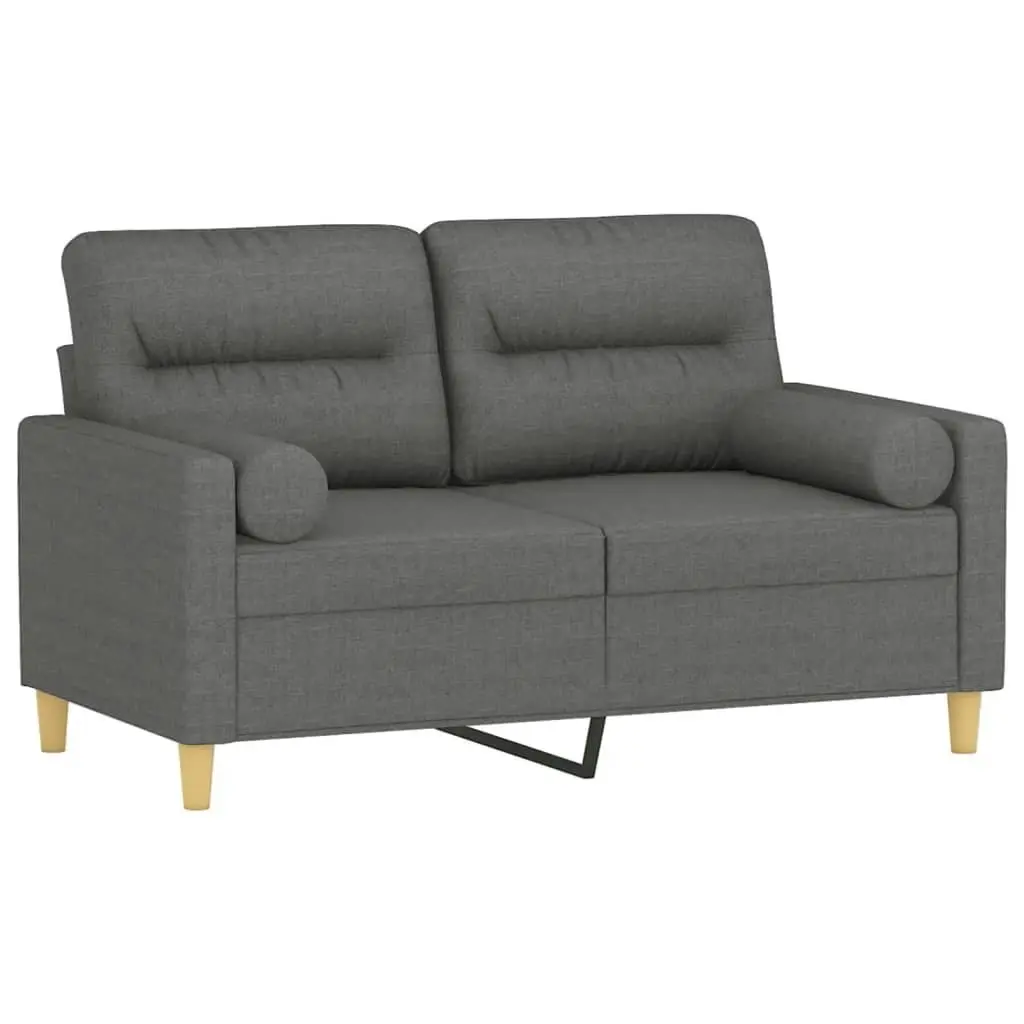 2-Seater Sofa with Throw Pillows Dark Grey 120 cm Fabric 3200814