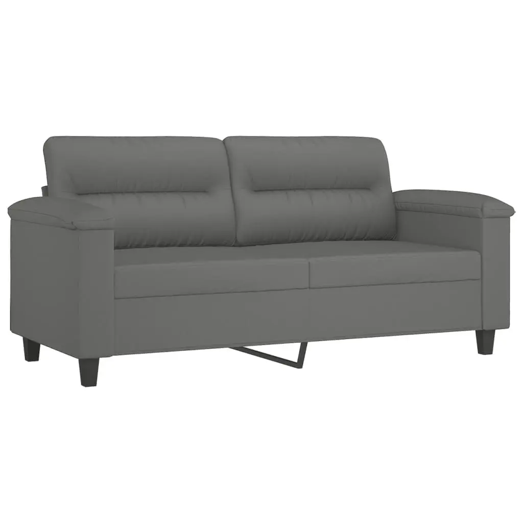 2-Seater Sofa with Pillows Dark Grey 140 cm Microfibre Fabric 3200973