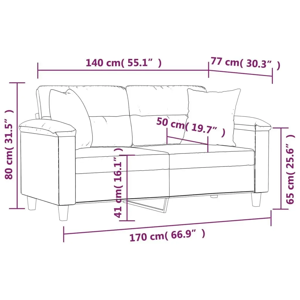 2-Seater Sofa with Pillows Dark Grey 140 cm Microfibre Fabric 3200973