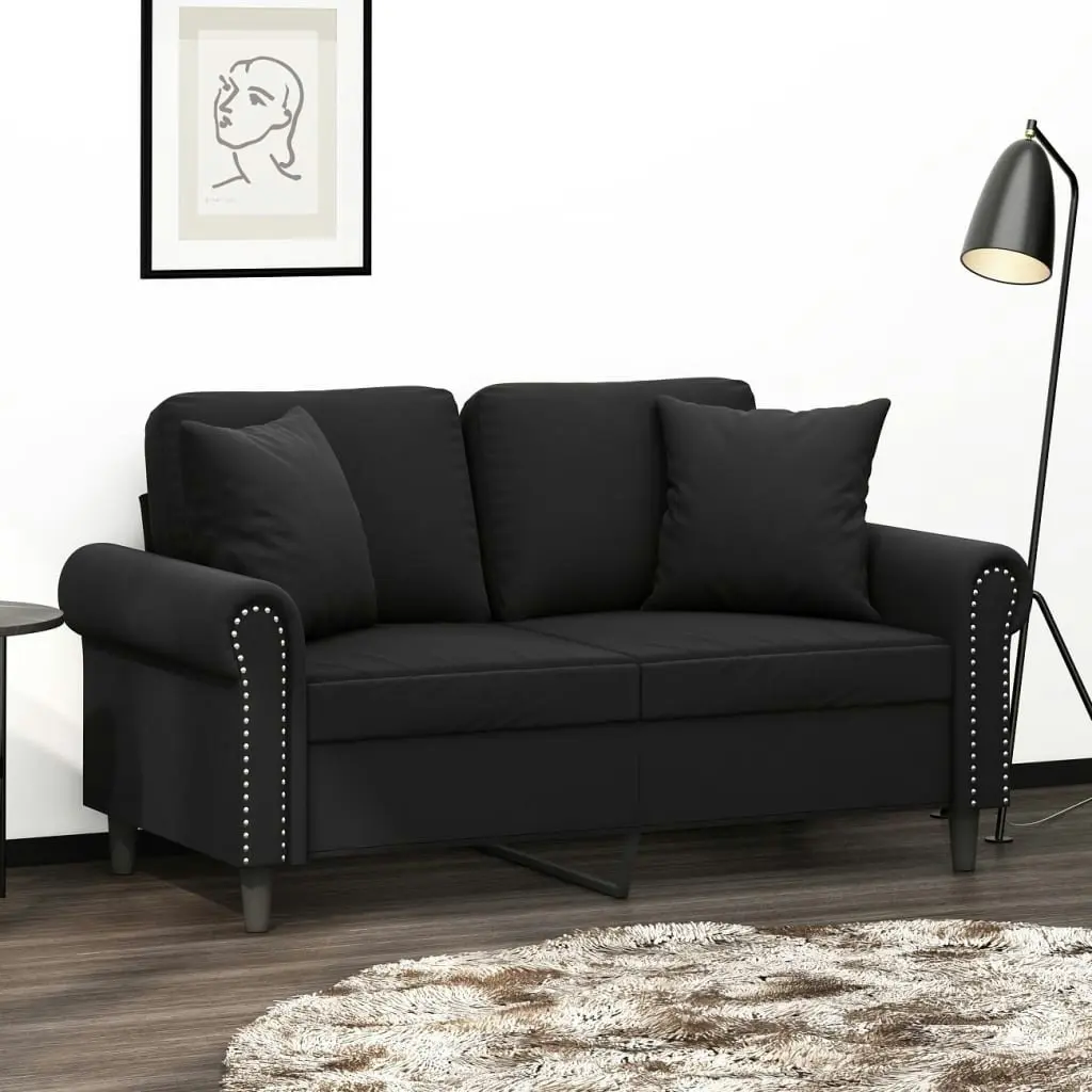 2-Seater Sofa with Throw Pillows Black 120 cm Velvet 3200940