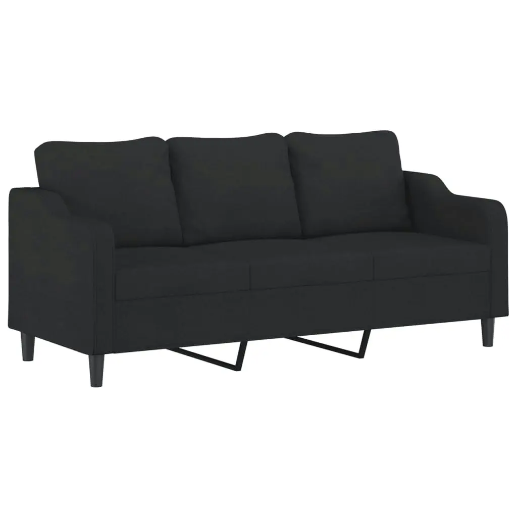 2 Piece Sofa Set with Cushions Black Fabric 3201838