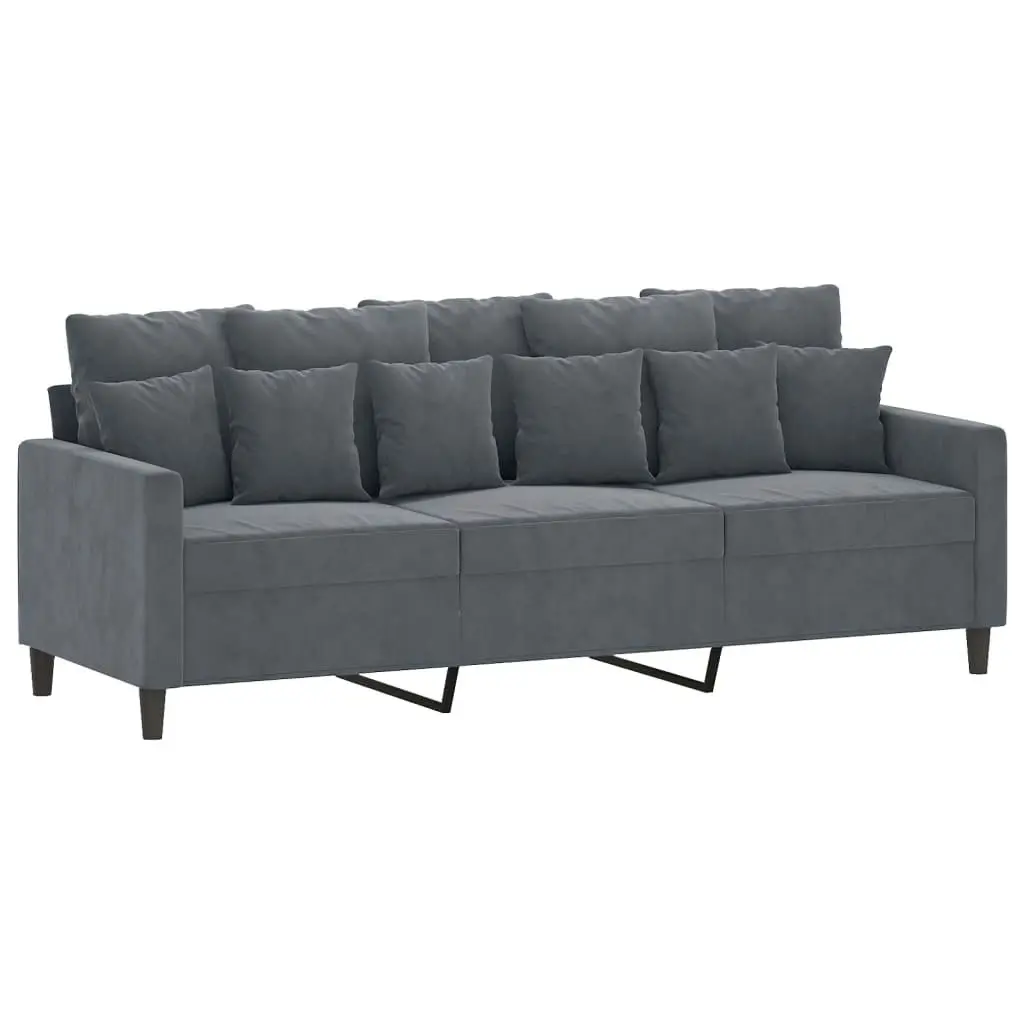 2 Piece Sofa Set with Cushions Dark Grey Velvet 3201721