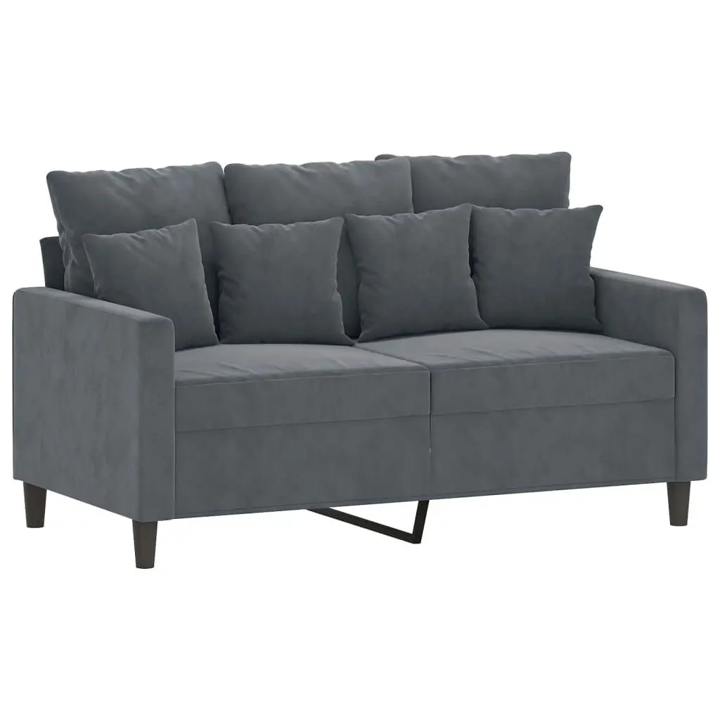 2 Piece Sofa Set with Cushions Dark Grey Velvet 3201721