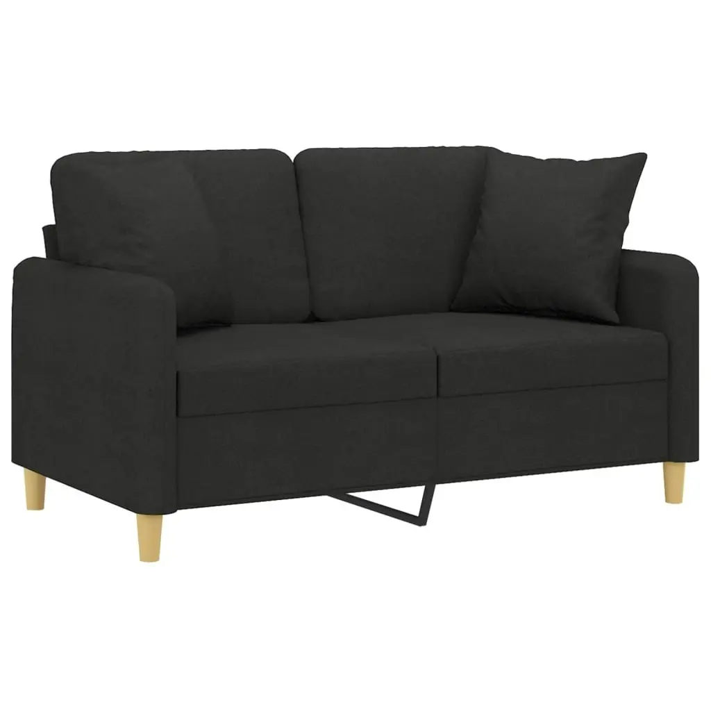 2-Seater Sofa with Throw Pillows Black 120 cm Fabric 3200905