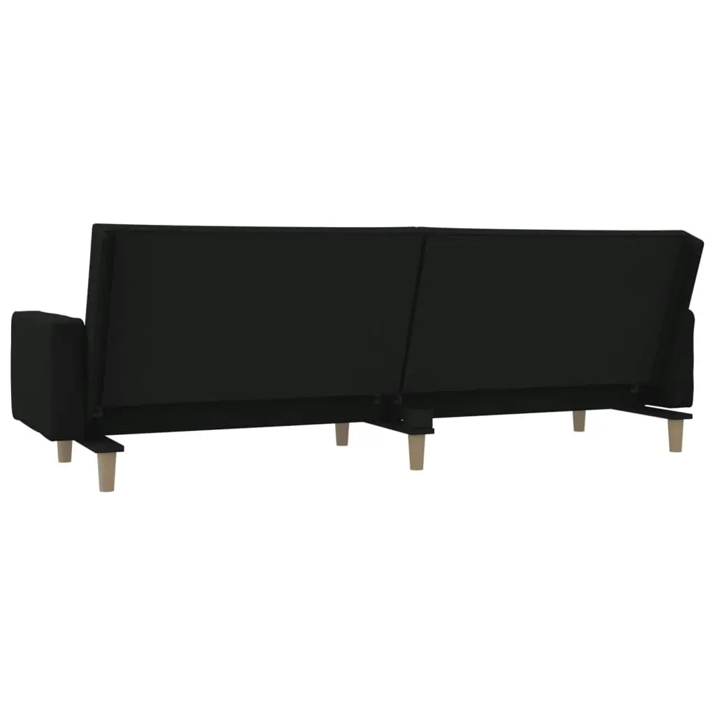 2-Seater Sofa Bed with Two Pillows Black Fabric 375743