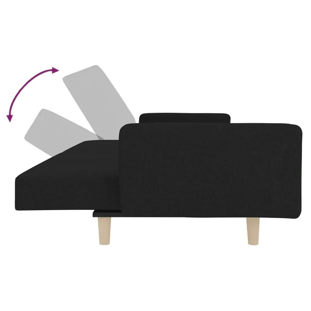 2-Seater Sofa Bed with Two Pillows Black Fabric 375743