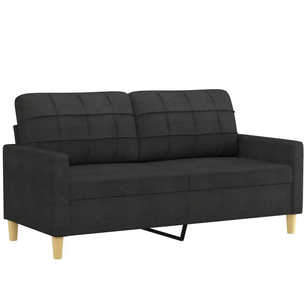 2-Seater Sofa with Throw Pillows Black 140 cm Fabric 3200786