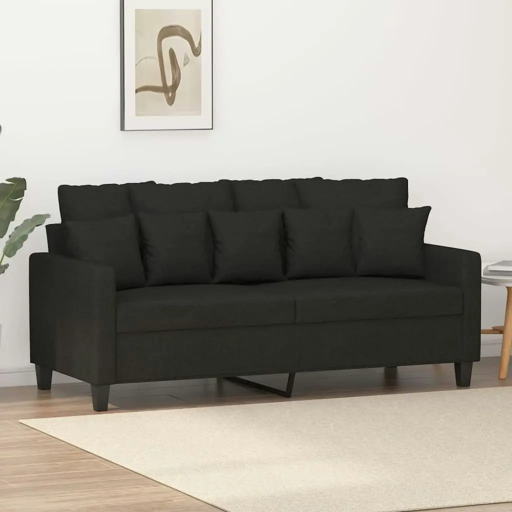 2-Seater Sofa Black 140 cm Fabric 359271