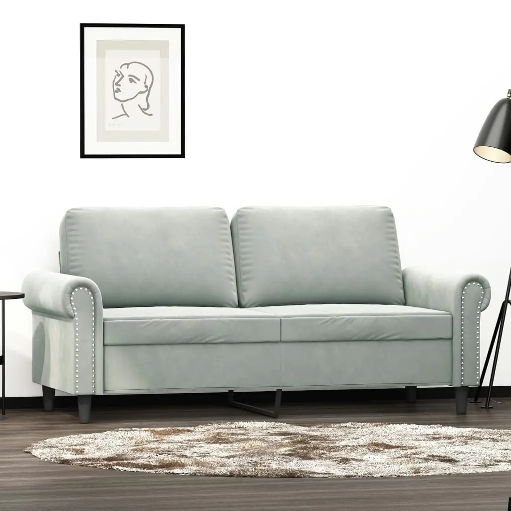 2-Seater Sofa Light Grey 140 cm Velvet 359529