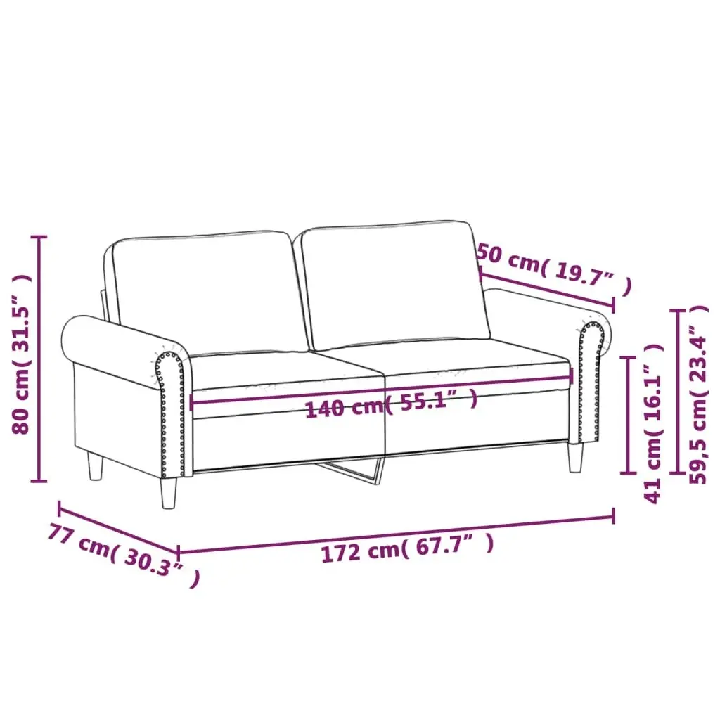 2-Seater Sofa Light Grey 140 cm Velvet 359529