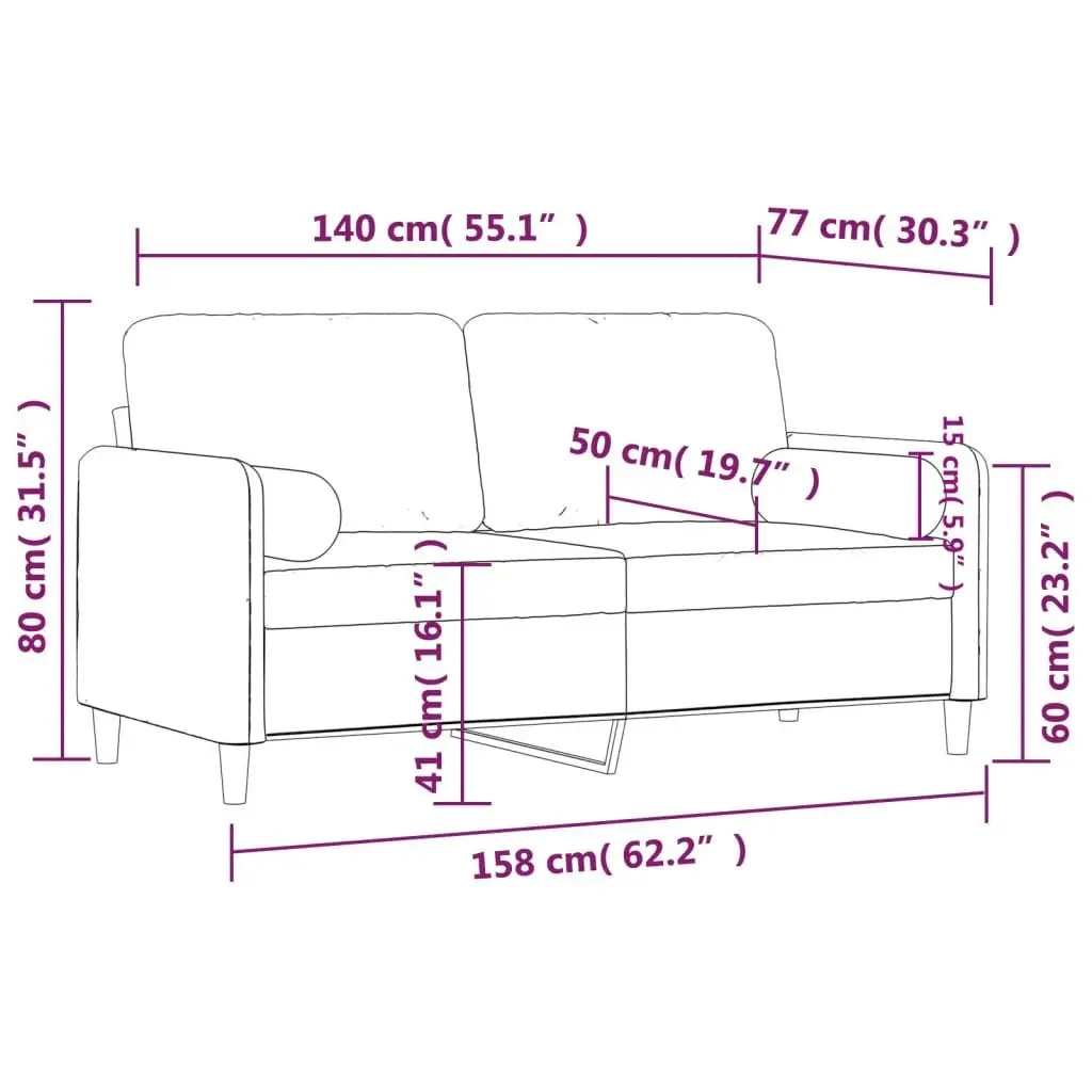 2-Seater Sofa with Throw Pillows Light Grey 140 cm Velvet 3200881