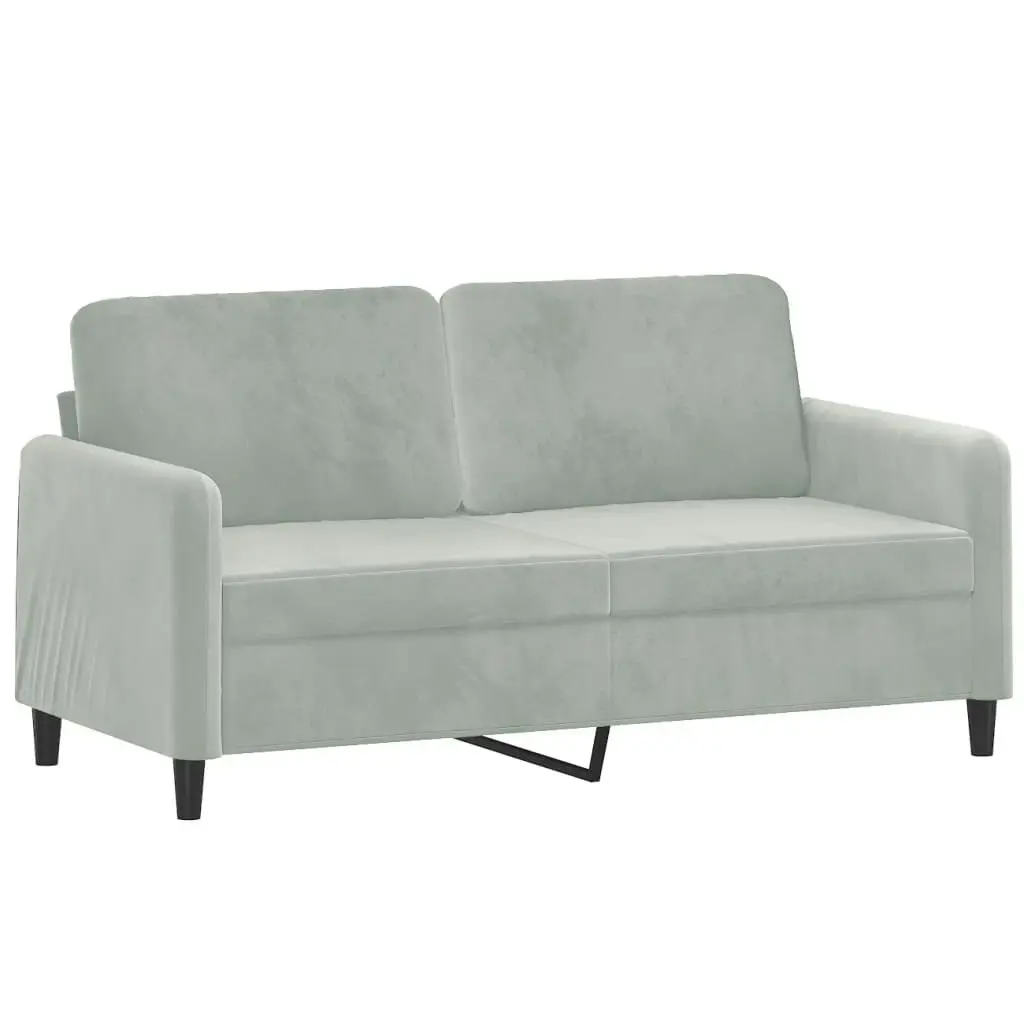 2-Seater Sofa with Throw Pillows Light Grey 140 cm Velvet 3200881