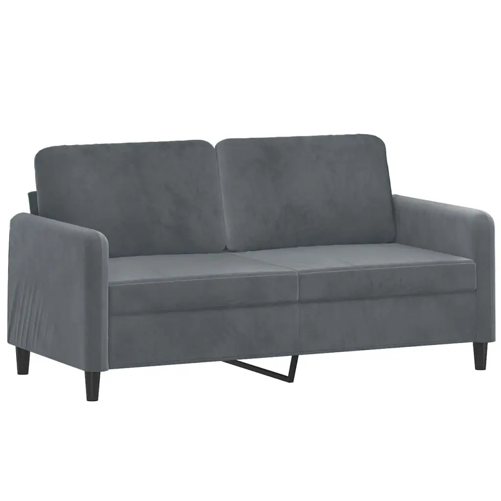 2-Seater Sofa with Throw Pillows Dark Grey 140 cm Velvet 3200882