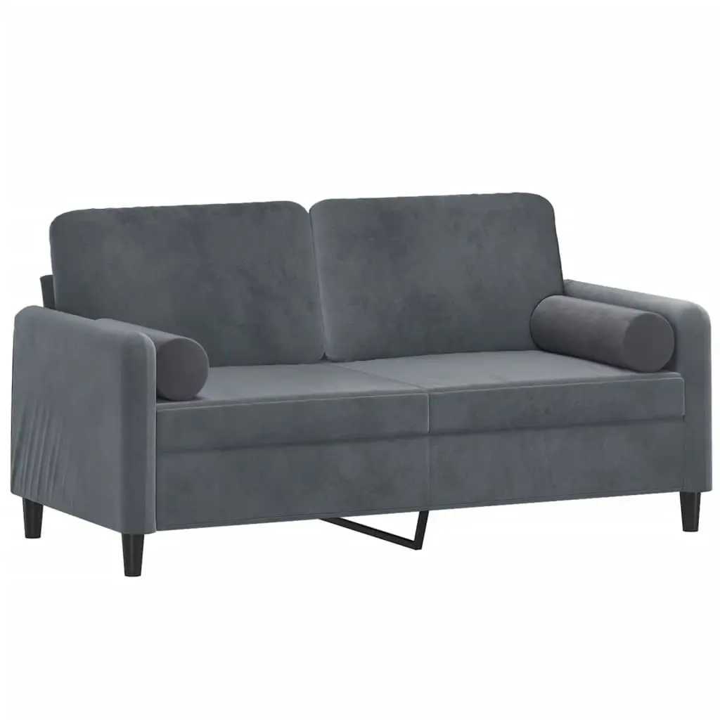 2-Seater Sofa with Throw Pillows Dark Grey 140 cm Velvet 3200882