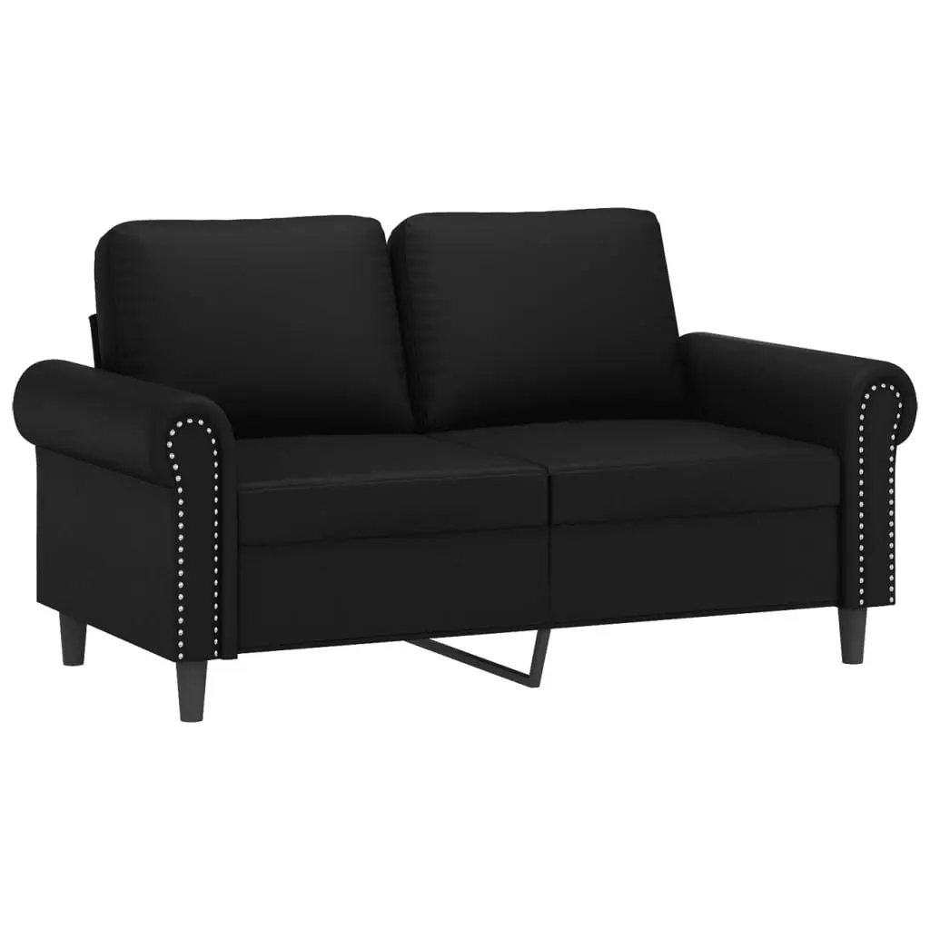 2 Piece Sofa Set with Pillows Black Faux Leather 3202160