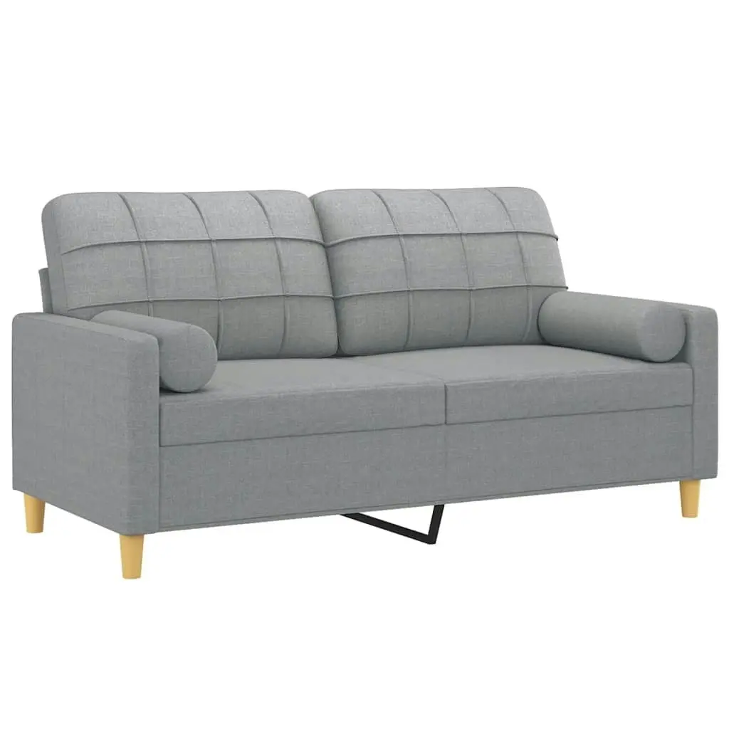 2-Seater Sofa with Throw Pillows Light Grey 140 cm Fabric 3200782