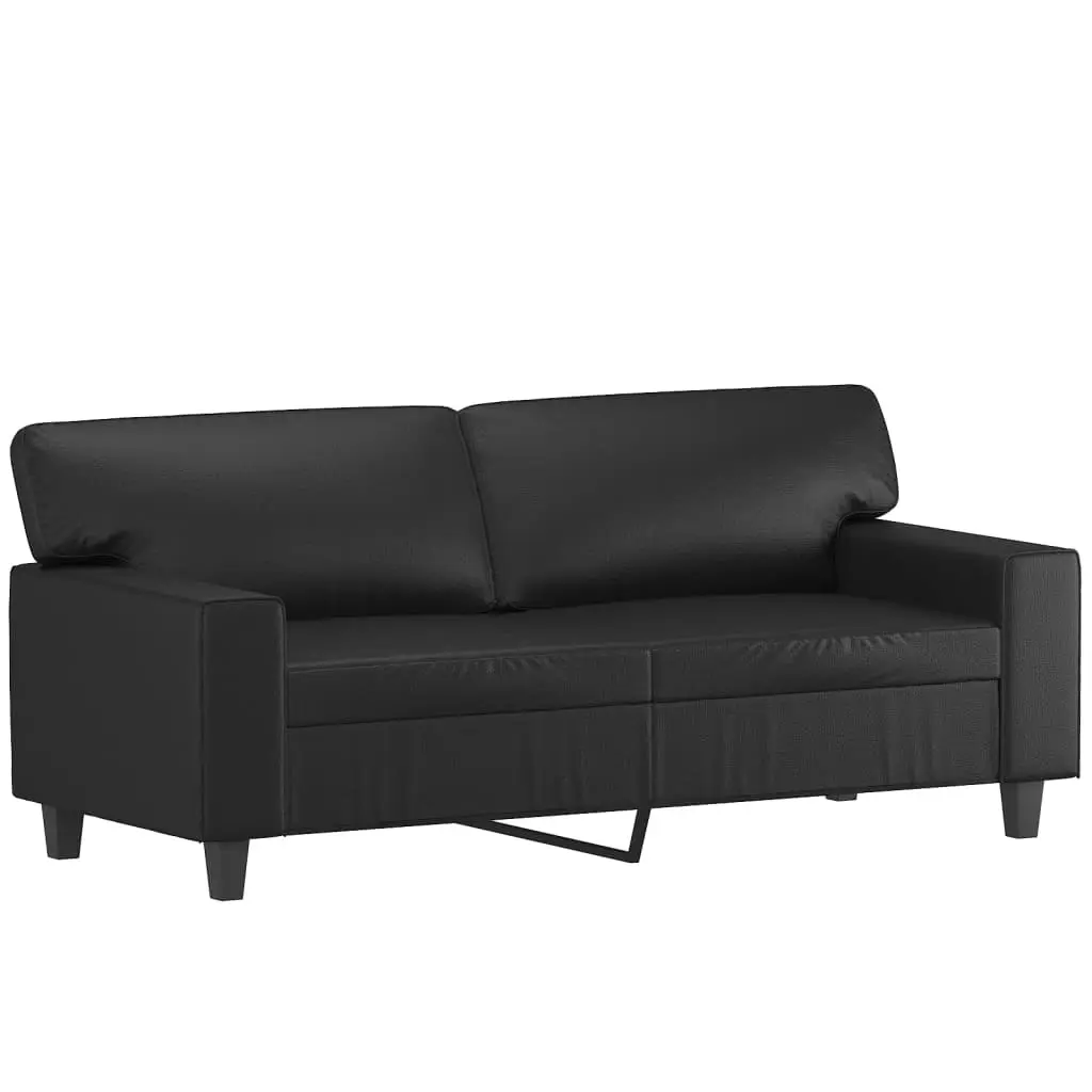 2-Seater Sofa with Throw Pillows Black 140 cm Faux Leather 3200866