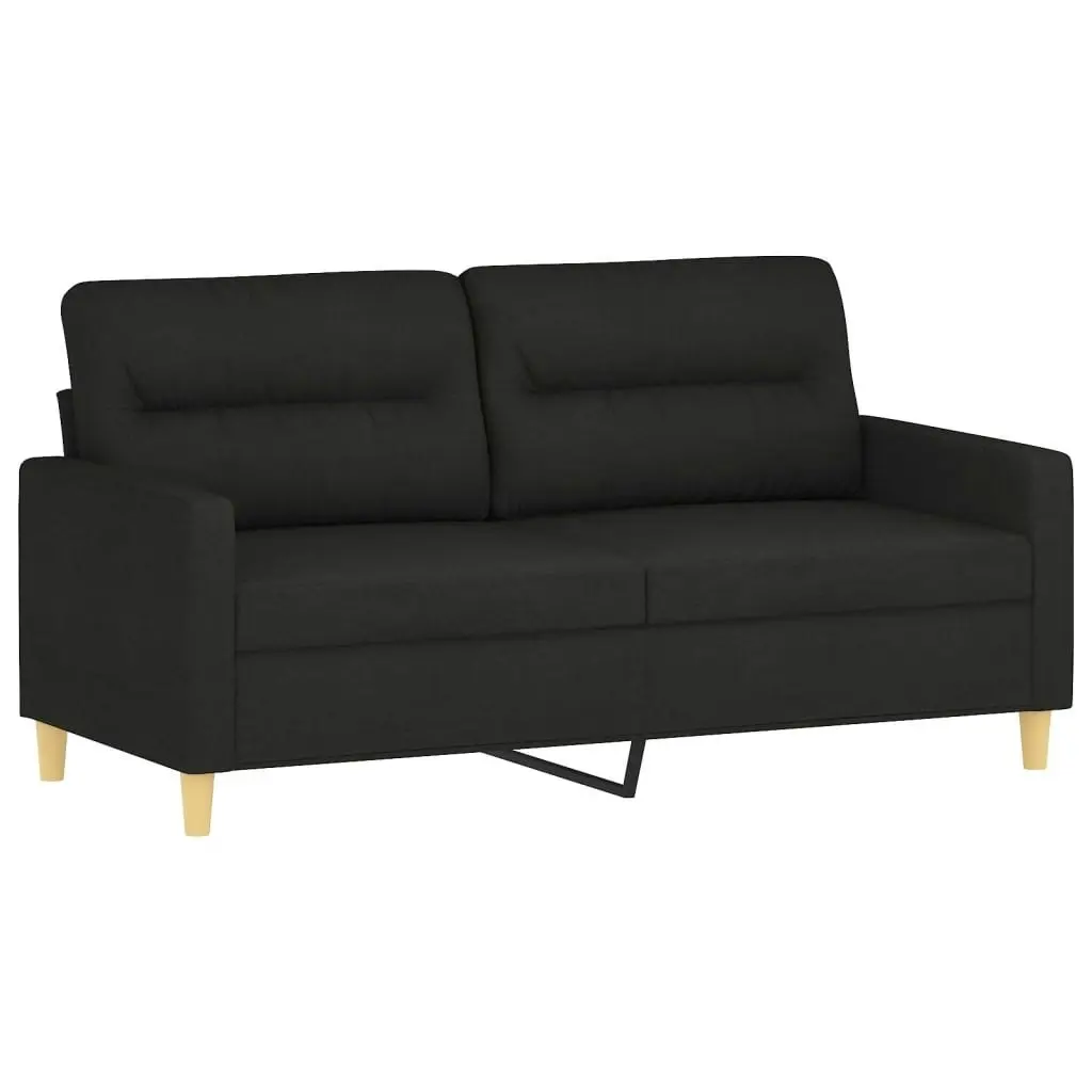 2-Seater Sofa with Throw Pillows Black 140 cm Fabric 3200825