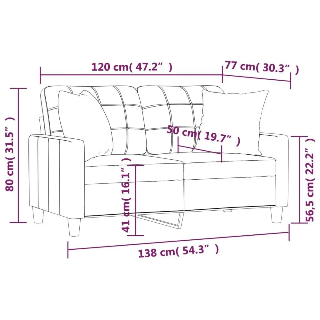 2-Seater Sofa with Throw Pillows Cappuccino 120 cm Faux Leather 3200802