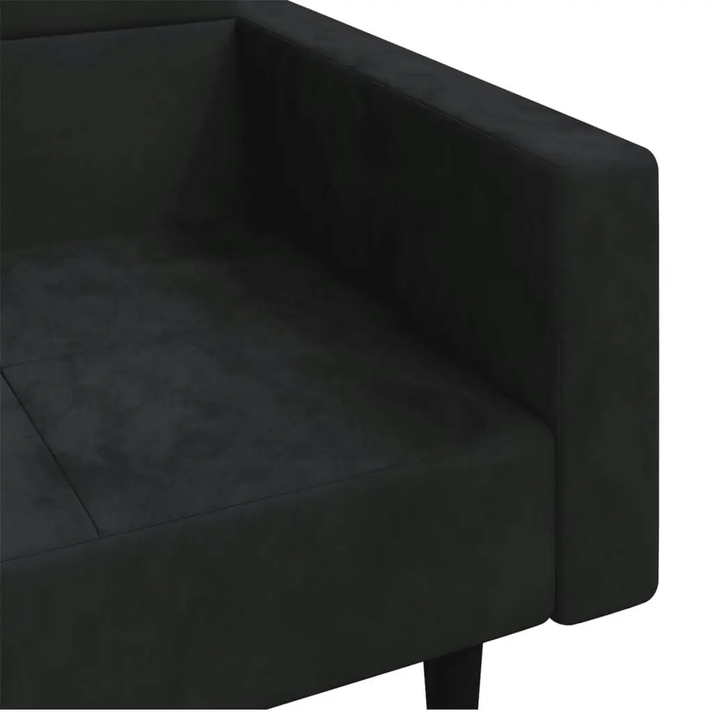 2-Seater Sofa Bed with Two Pillows Black Velvet 375821