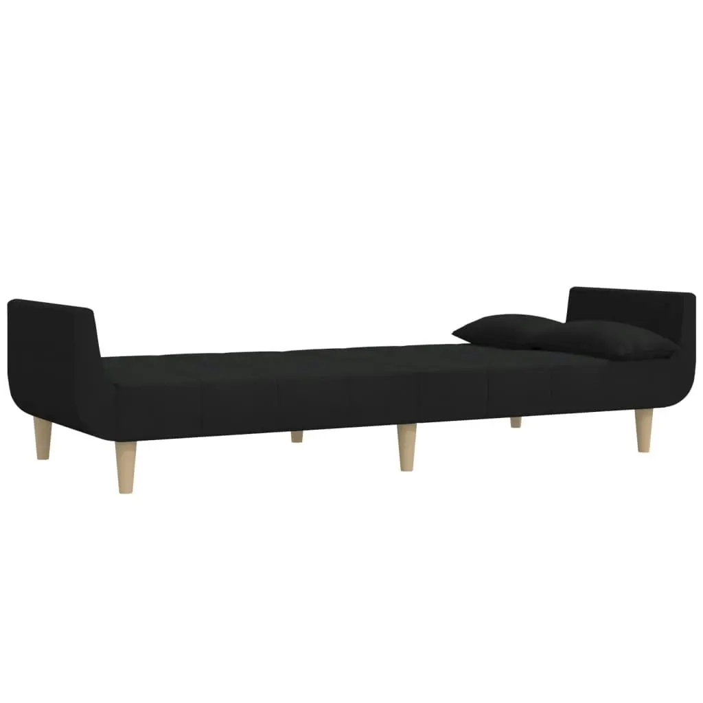 2-Seater Sofa Bed with Two Pillows Black Fabric 375871