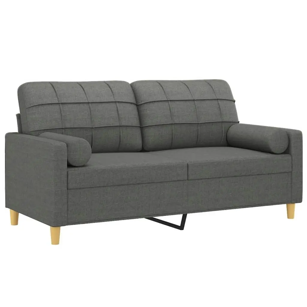 2-Seater Sofa with Throw Pillows Dark Grey 140 cm Fabric 3200783