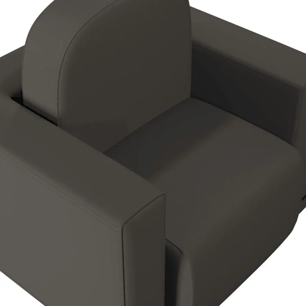 2-in-1 Children Sofa Black Faux Leather 325515