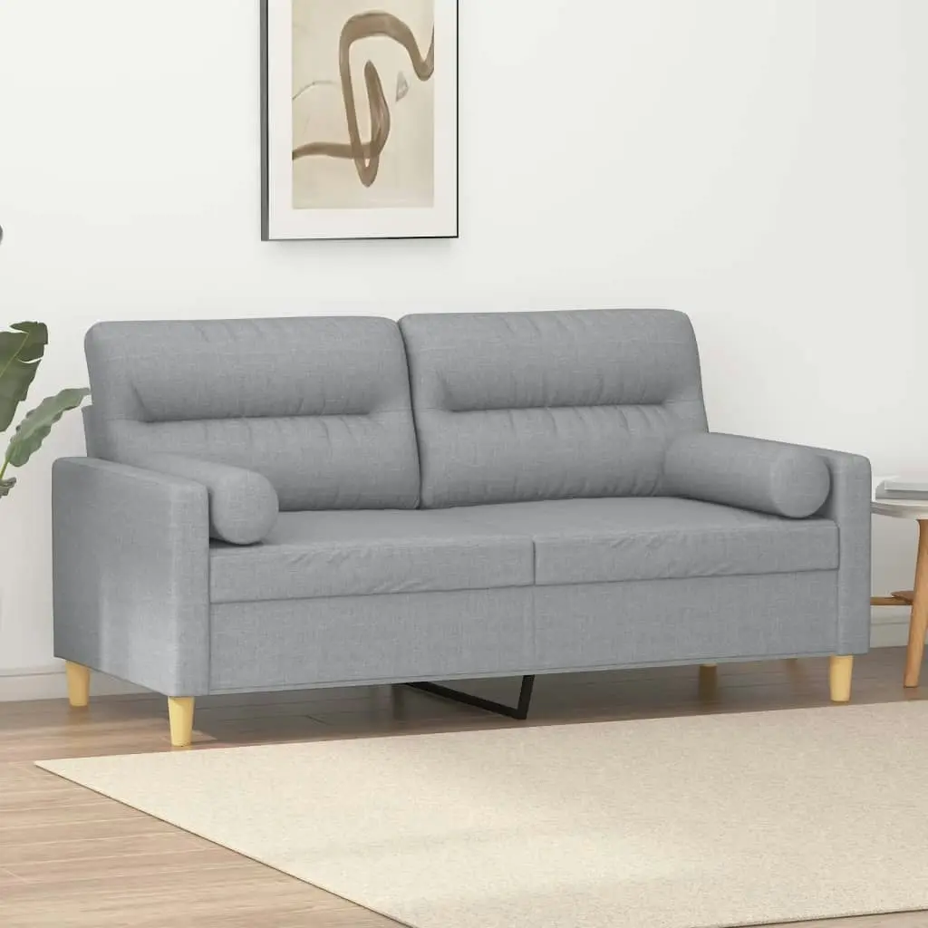 2-Seater Sofa with Throw Pillows Light Grey 140 cm Fabric 3200821